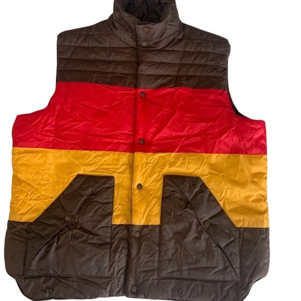 RocaWear Men's 2XL Puffer Vest Y2K Hip Hop Streetwear Colorblock Full‎ Zip Flaw